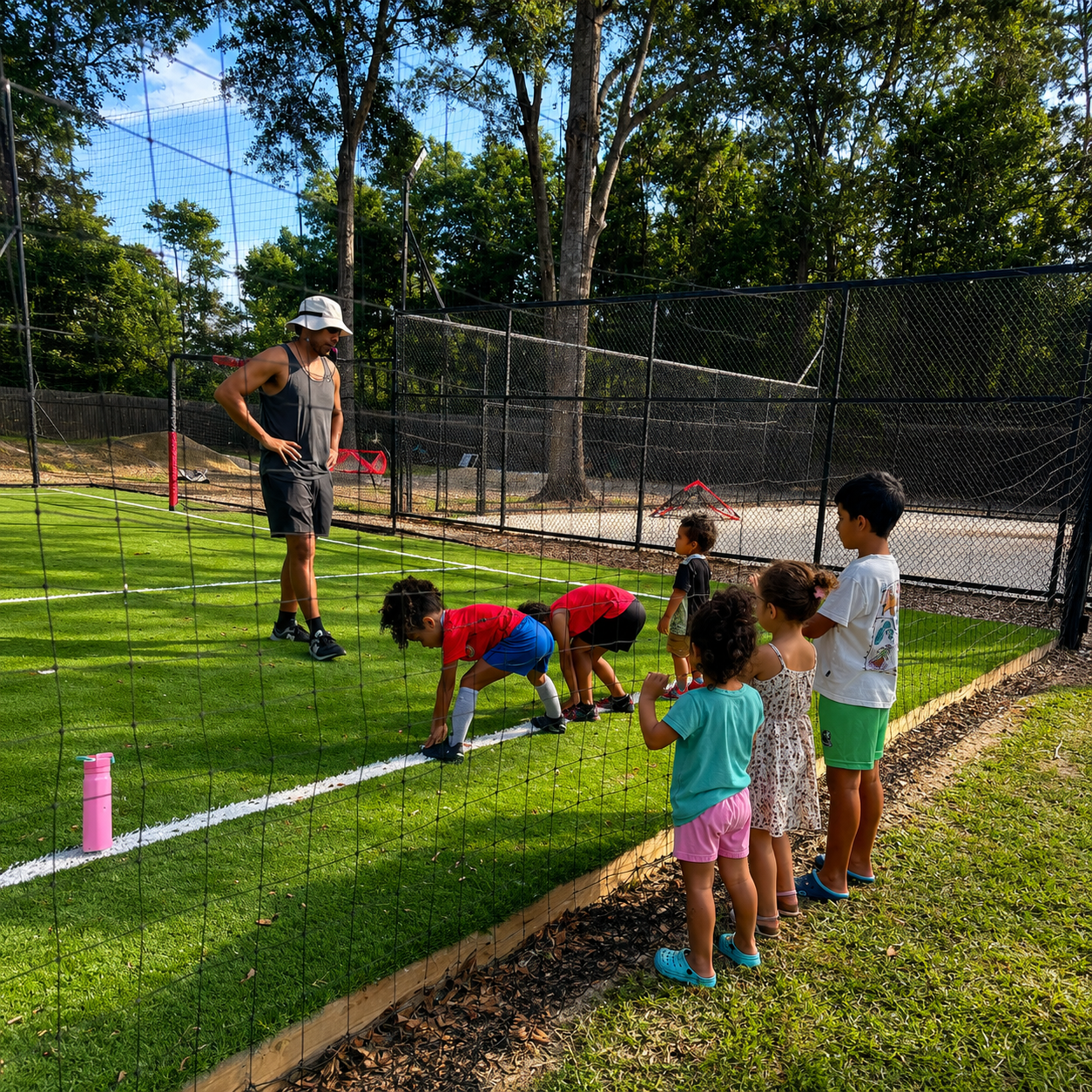 Children participating in a soccer training session